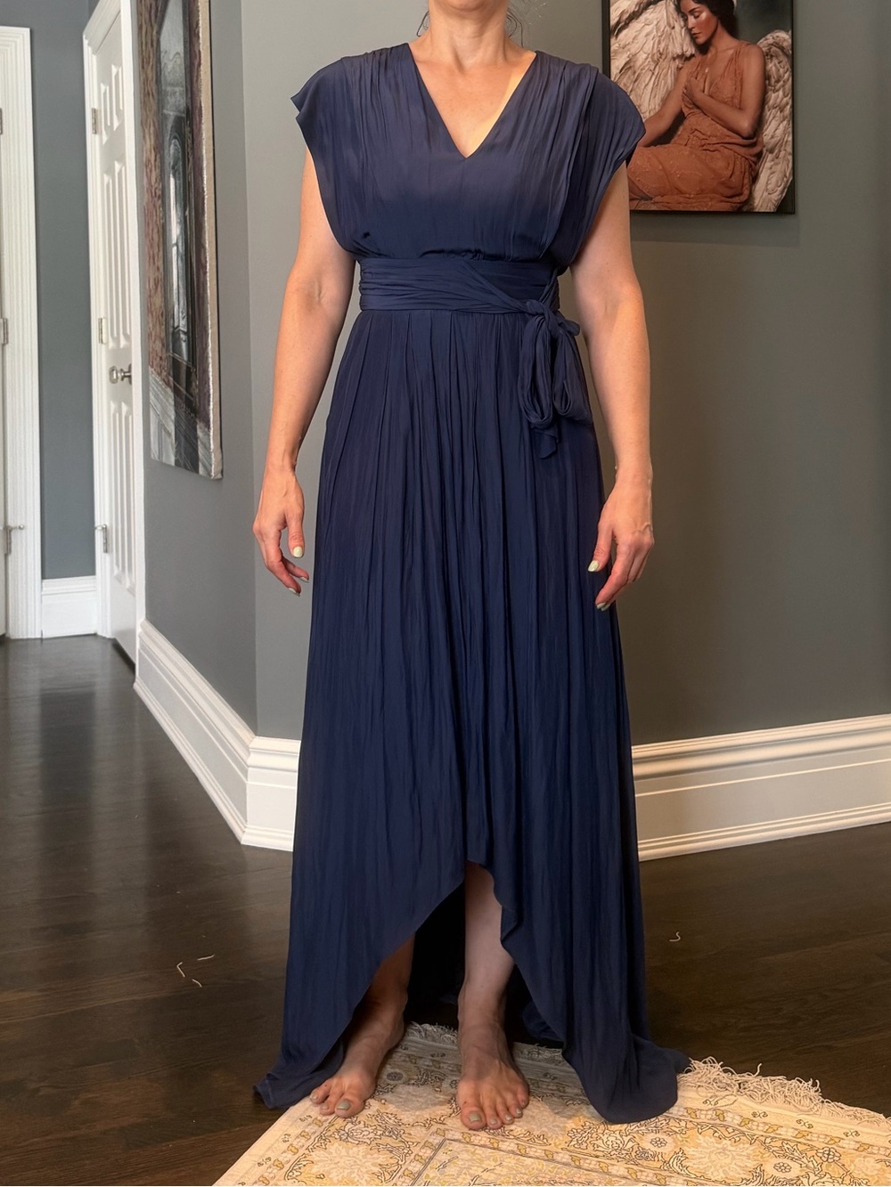 Ramy Brook Navy High-Low Wrap Dress